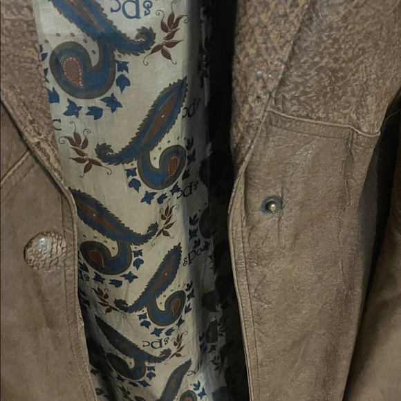 Vintage Genuine Leather Snake Print Elegant Brown Leather Trench Coat - Picture 6 of 10